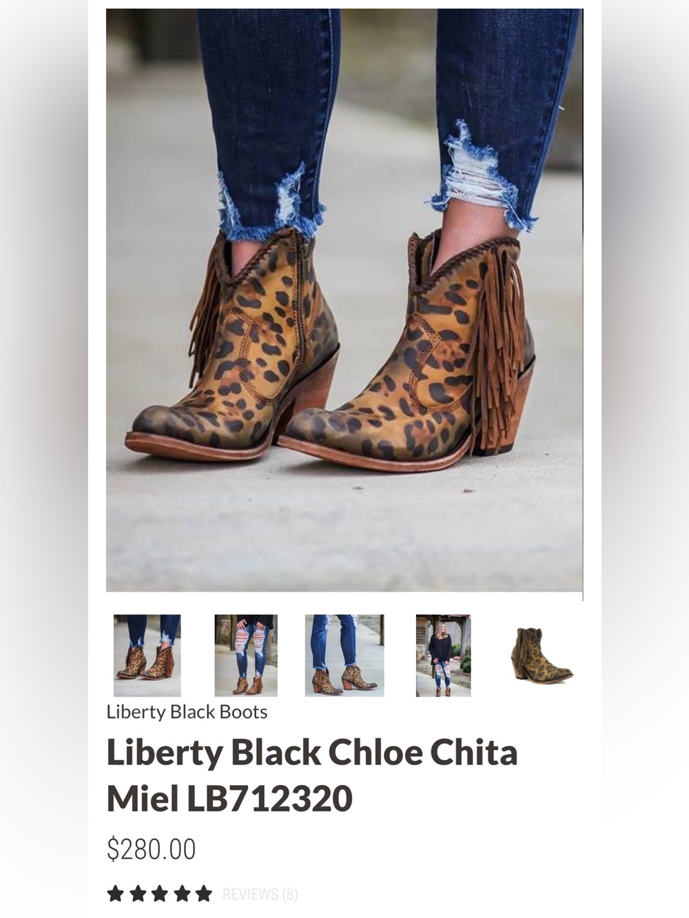 Liberty Black Chloe Chita Miel Fringe Leopard Booties Sz 8 Dust Bag $280 - Picture 2 of 16
